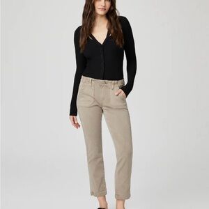 PAIGE Mayslie Straight Leg Ankle Jeans in Vintage Moss Taupe